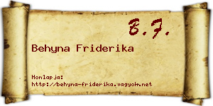 Behyna Friderika névjegykártya